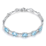 925 Silver Bracelet Sapphire Zircon Gemstone Women Wedding