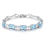 925 Silver Bracelet Sapphire Zircon Gemstone Women Wedding