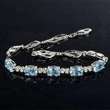 925 Silver Bracelet Sapphire Zircon Gemstone Women Wedding