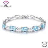 925 Silver Bracelet Sapphire Zircon Gemstone Women Wedding