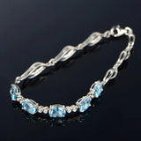 925 Silver Bracelet Sapphire Zircon Gemstone Women Wedding