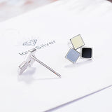 925 Silver Earrings Square Shape Stud Ornament Wedding Gift