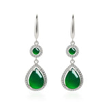 925 Silver Water Drop Green Chalcedony Earrings