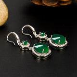 925 Silver Water Drop Green Chalcedony Earrings