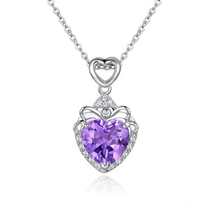 Heart Shape Gemstone Pendant Necklace for Women