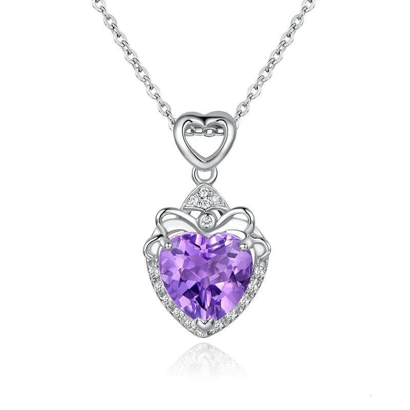 Heart Shape Gemstone Pendant Necklace for Women