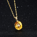 925 Silver Necklace with Oval Citrine Zircon Gemstone Pendant