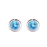 925 Silver Round Sapphire Stud Earrings for Women
