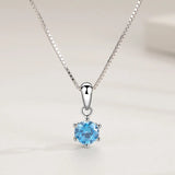 925 Silver Necklace with Sapphire Gemstone Pendant