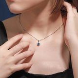 925 Silver Necklace with Sapphire Gemstone Pendant