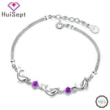 925 Silver Bracelet Amethyst Zircon Gemstone