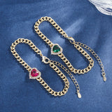 925 Silver Heart Shape Bracelet with Zircon Gemstone