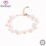 925 Silver Bracelet with Crystal Gemstone Hand Ornaments for Women