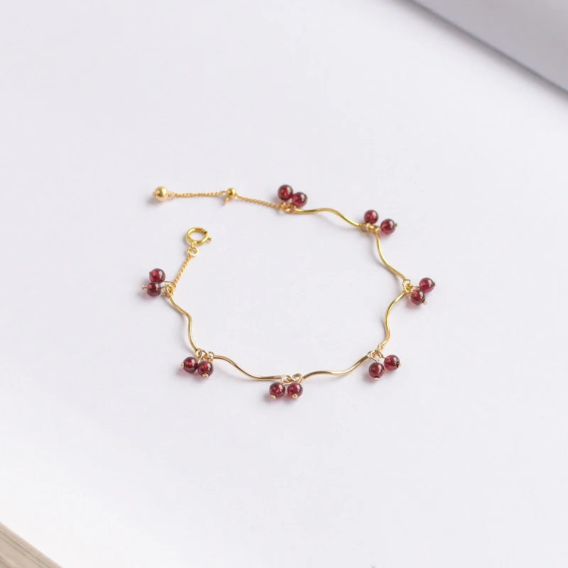 925 Silver Bracelet with Garnet Gemstone for Women