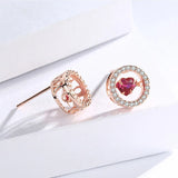 Ruby Zircon Sterling Silver Stud Earrings for Women