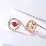 Ruby Zircon Sterling Silver Stud Earrings for Women