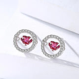 Ruby Zircon Sterling Silver Stud Earrings for Women