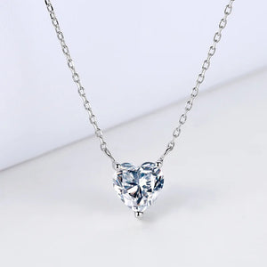 Heart Zircon Gemstone Charm Necklace 925 Silver Jewelry Women Wedding
