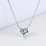 Heart Zircon Gemstone Charm Necklace 925 Silver Jewelry Women Wedding