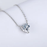 Heart Zircon Gemstone Charm Necklace 925 Silver Jewelry Women Wedding