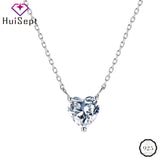 Heart Zircon Gemstone Charm Necklace 925 Silver Jewelry Women Wedding