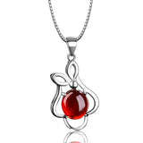 925 Silver Necklace with Ruby Emerald Gemstone Pendant