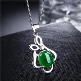 925 Silver Necklace with Ruby Emerald Gemstone Pendant