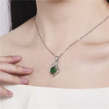 925 Silver Necklace with Ruby Emerald Gemstone Pendant