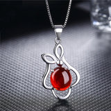 925 Silver Necklace with Ruby Emerald Gemstone Pendant