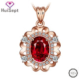 925 Silver Necklace with Oval Ruby Zircon Pendant for Wedding Party