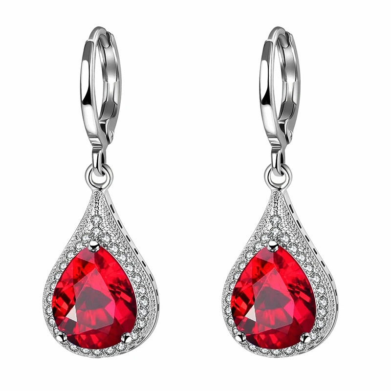 925 Silver Water Drop Gemstone Earrings for Wedding Party