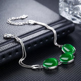 Women Silver Bracelet Oval Emerald Ruby Wedding Gift