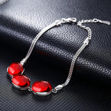 Women Silver Bracelet Oval Emerald Ruby Wedding Gift