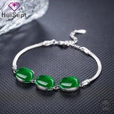 Women Silver Bracelet Oval Emerald Ruby Wedding Gift