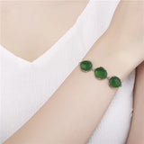Women Silver Bracelet Oval Emerald Ruby Wedding Gift