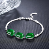 Women Silver Bracelet Oval Emerald Ruby Wedding Gift
