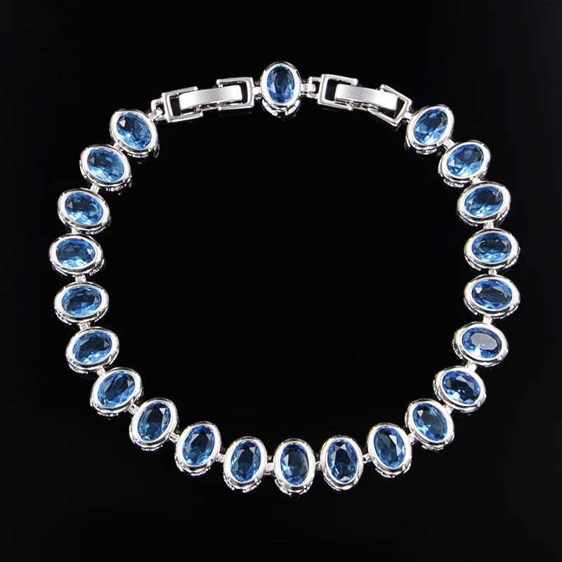Colorful Bracelet 925 Silver with Zircon Gemstone for Women Wedding