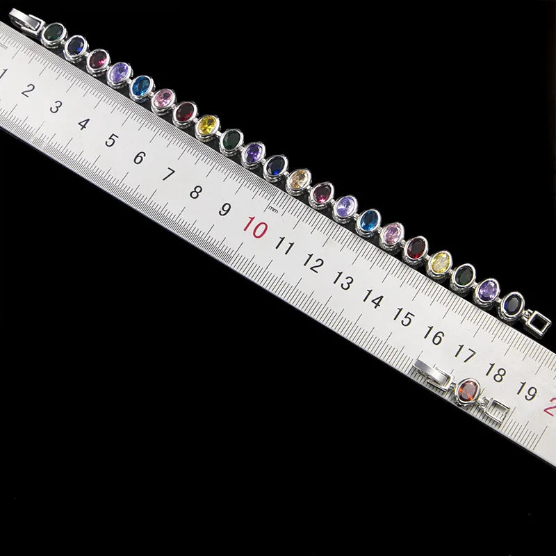 Colorful Bracelet 925 Silver with Zircon Gemstone for Women Wedding