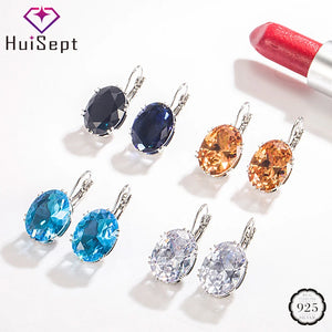 925 Silver Zircon Gemstone Drop Earrings for Women Wedding Party