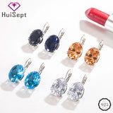 925 Silver Zircon Gemstone Drop Earrings for Women Wedding Party
