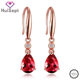 925 Silver Water Drop Ruby Gemstone Earrings