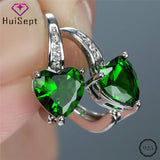 Heart Shape Drop Earrings 925 Silver with Zircon Gemstone Wedding Bridal Gift