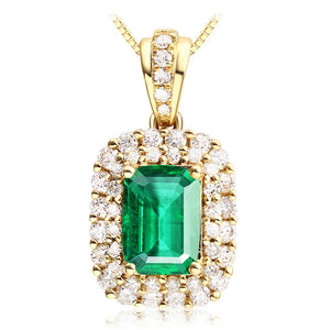 925 Silver Necklace Emerald Zircon Gemstone Pendant for Women
