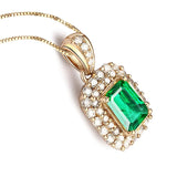 925 Silver Necklace Emerald Zircon Gemstone Pendant for Women