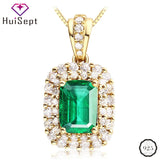 925 Silver Necklace Emerald Zircon Gemstone Pendant for Women
