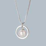 925 Silver Necklace Women Pearl Pendant Wedding Gift