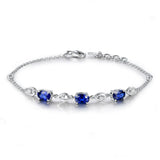 925 Silver Sapphire Zircon Charm Bracelet for Women