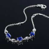 925 Silver Sapphire Zircon Charm Bracelet for Women