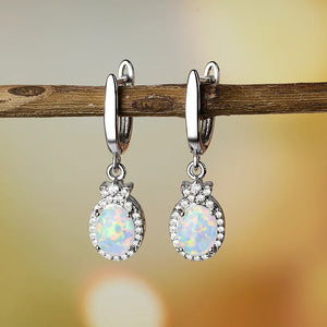 925 Silver Opal Zircon Gemstone Drop Earrings for Women