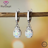 925 Silver Opal Zircon Gemstone Drop Earrings for Women